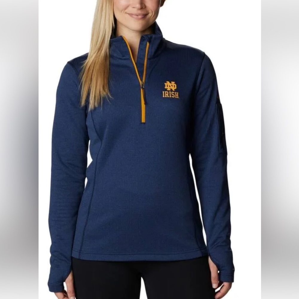 🇮🇪 Women's Columbia Navy Notre Dame Fighting Irish Omni-Wick Half-Zip Top